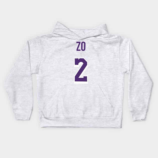 Lonzo Ball 'ZO' Nickname Jersey - Los Angeles Lakers Kids Hoodie by xavierjfong